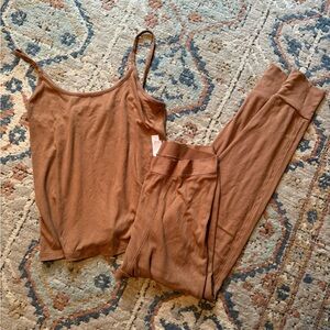 Stars above lounge pajamas brown tank and leggings